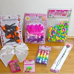 Pony Kids Hair Accessories - Pink, Orange, Black, White, Charms